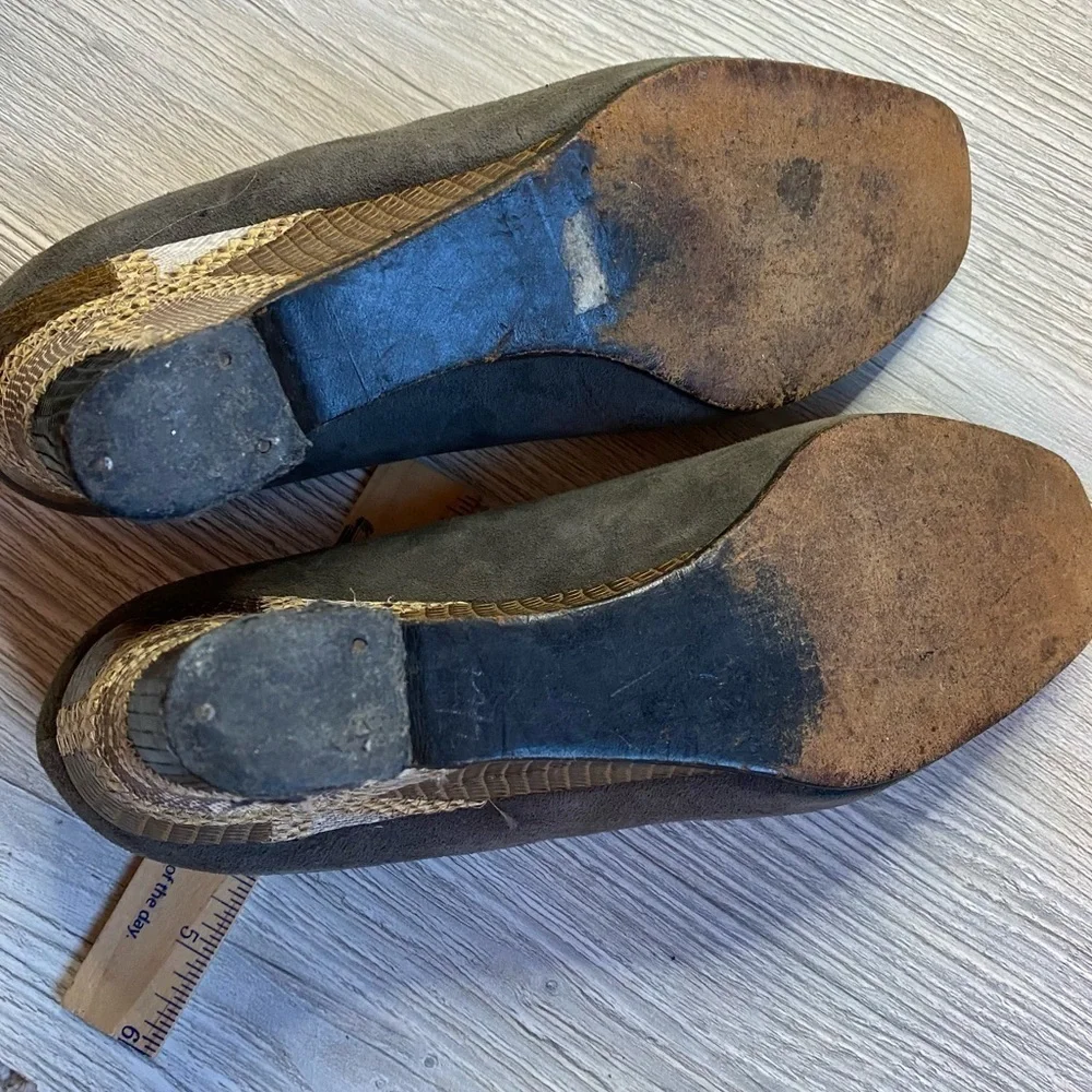 Vintage Joseph suede leather upper lining + sole Patchwork patterned wedge heel